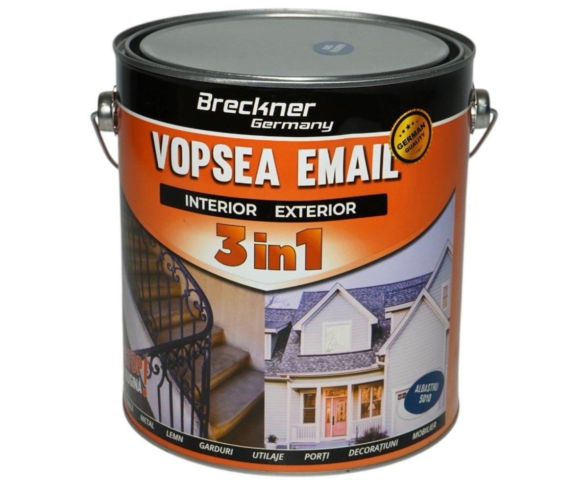 Vopsea email anticoroziva 3 in 1 Breckner Germany albastru 5010 1L