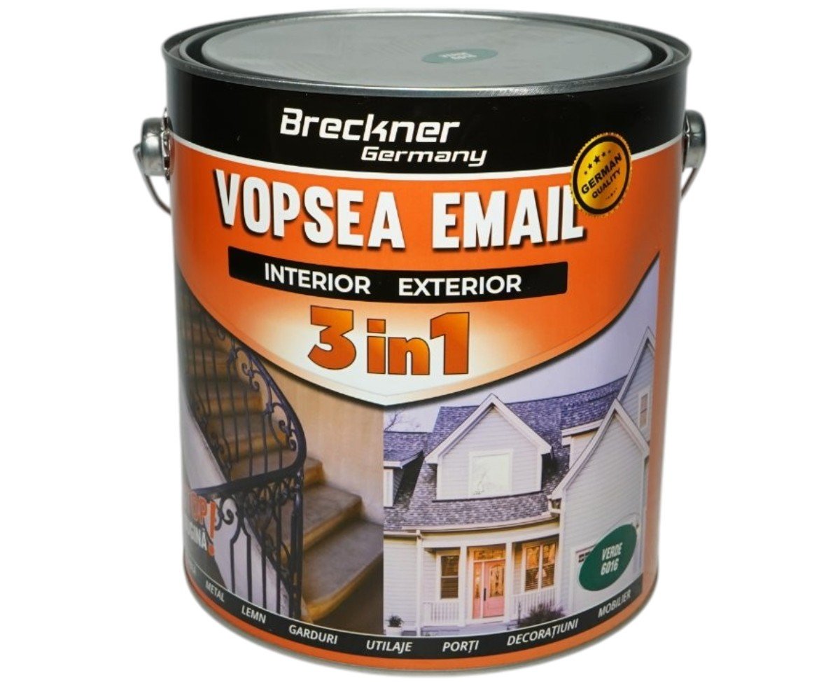 Vopsea email anticoroziva 3 in 1 Breckner Germany verde 6016 1L