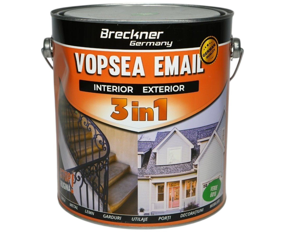 Vopsea email anticoroziva 3 in 1 Breckner Germany verde 6018 1L