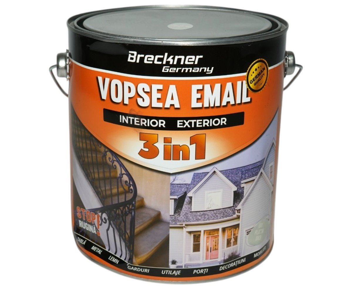 Vopsea email anticoroziva 3 in 1 Breckner Germany gri platin D69 1L