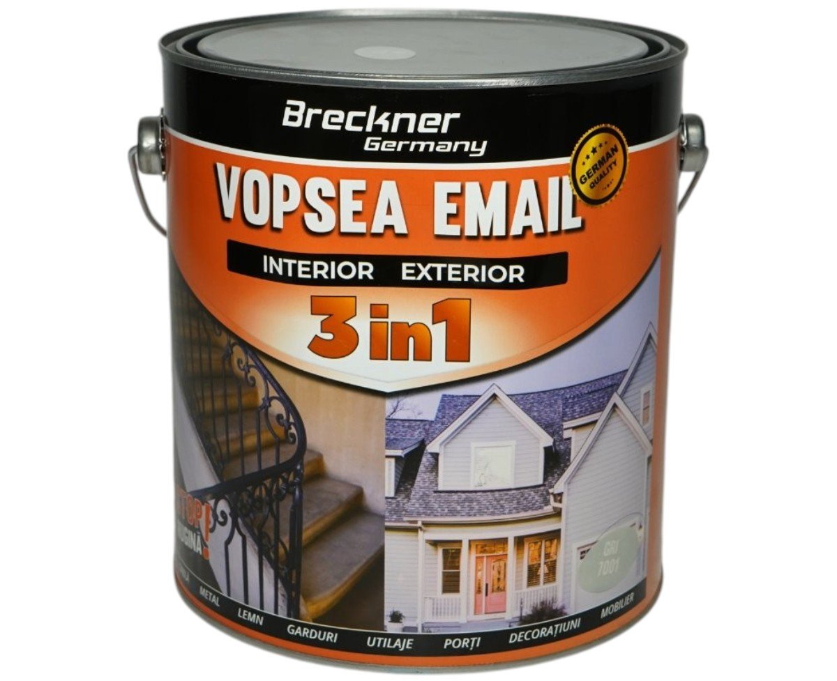 Vopsea email anticoroziva 3 in 1 Breckner Germany gri 7001 1L