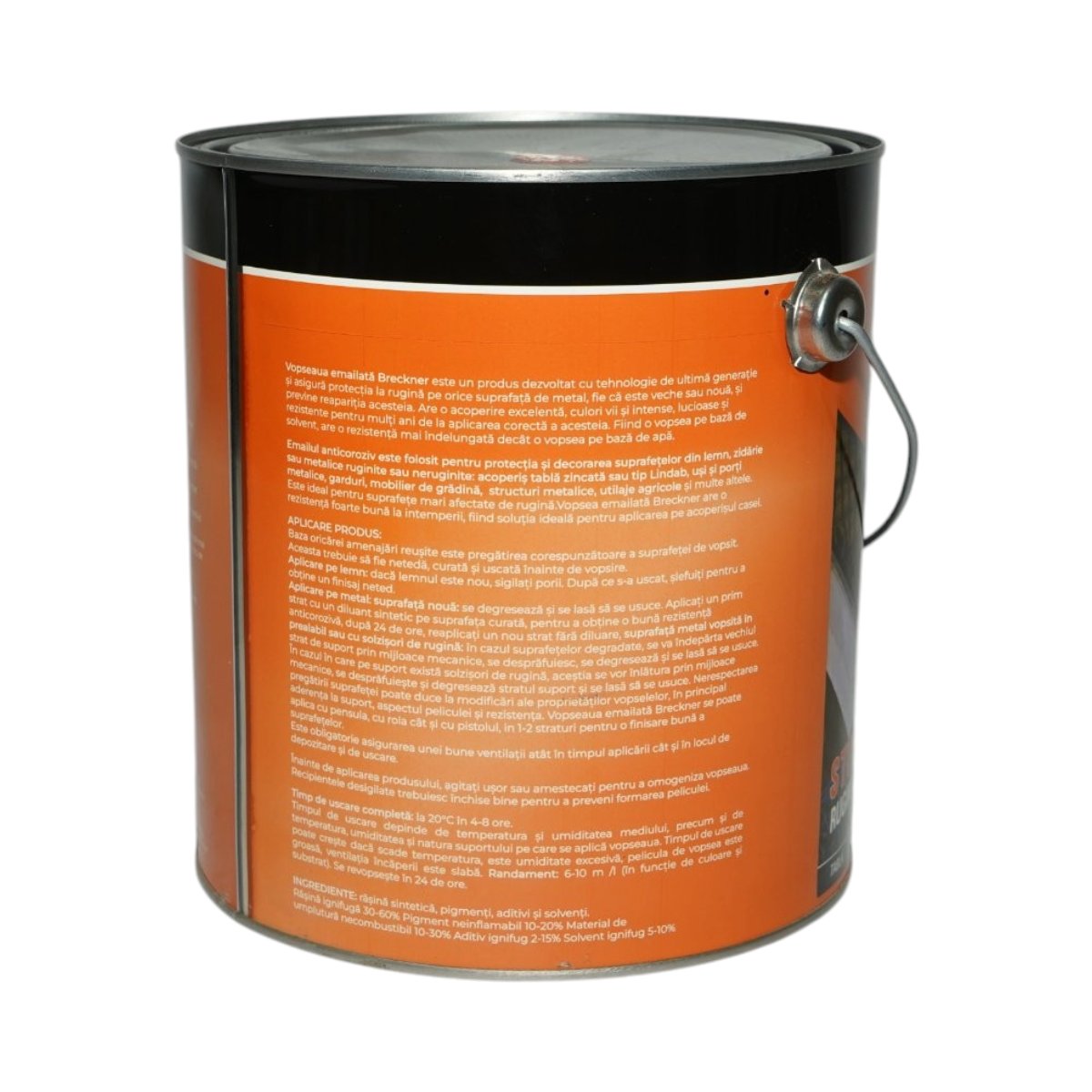 Vopsea email anticoroziva 3 in 1 portocaliu 2004 pe baza de solvent 3.5L, direct pe rugina, interior si exterior Breckner Germany – imagine 2