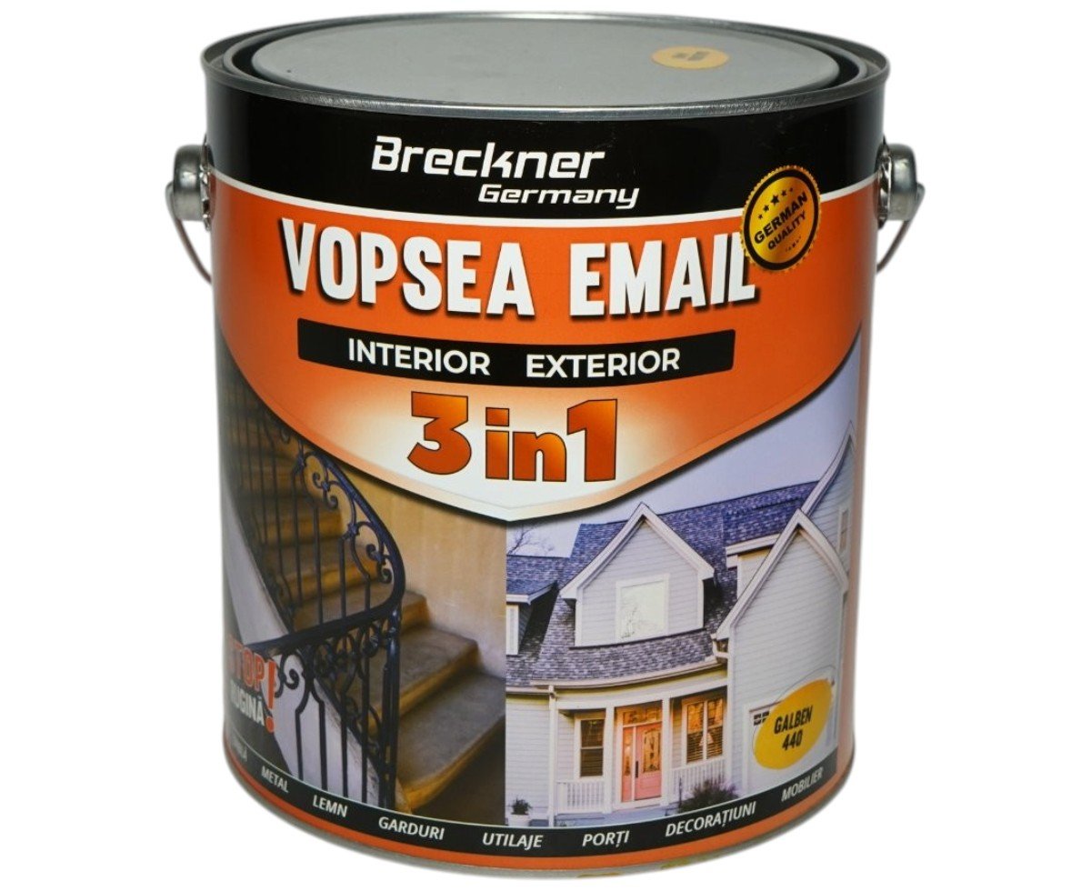 Vopsea email anticoroziva 3 in 1 Breckner Germany galben 440 1L