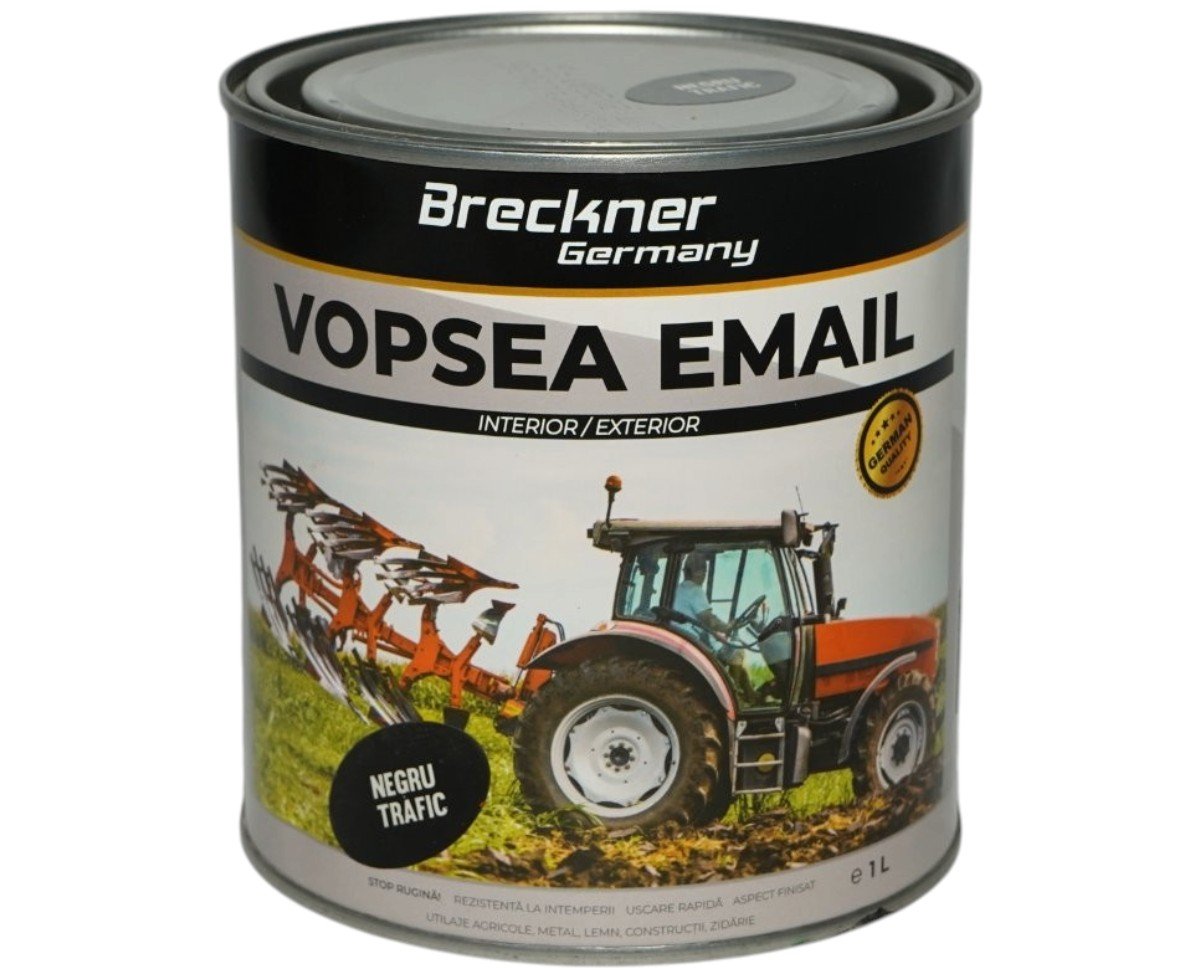 Vopsea email anticoroziva 3 in 1 Breckner Germany negru trafic 1L