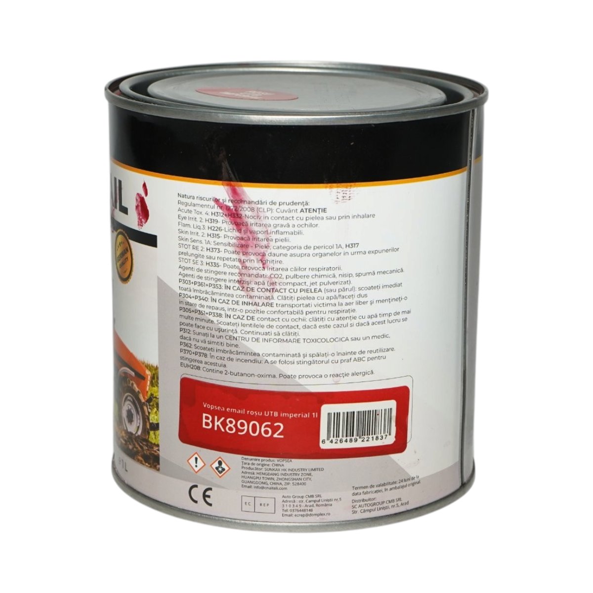 Vopsea email anticoroziva 3 in 1 rosu UTB imperial pe baza de solvent 1L, direct pe rugina, interior si exterior Breckner Germany – imagine 3