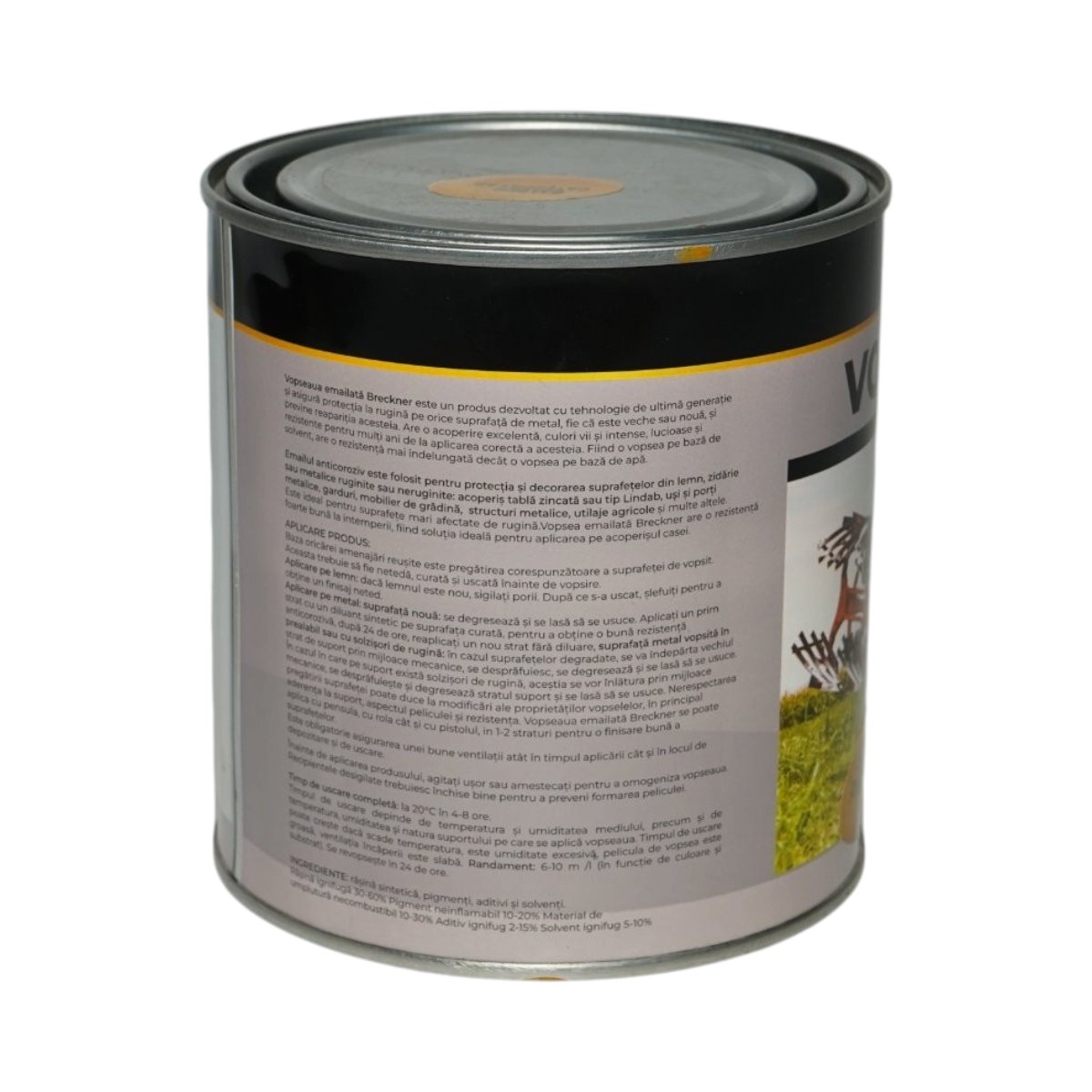 Vopsea email anticoroziva 3 in 1 galben Caterpillar pe baza de solvent 1L, direct pe rugina, interior si exterior Breckner Germany – imagine 2