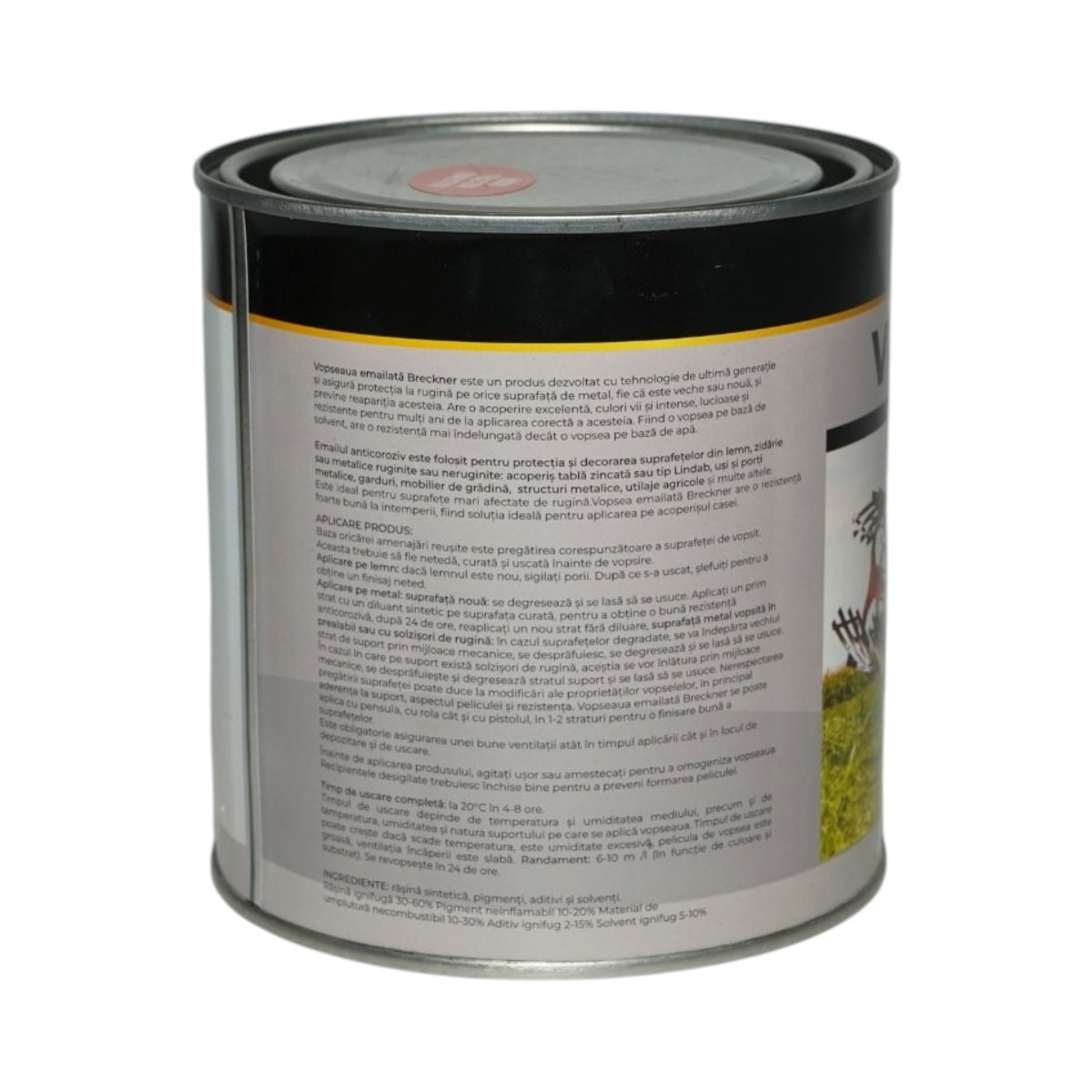 Vopsea email anticoroziva 3 in 1 rosu Tractor Forestier 1K pe baza de solvent 1L, direct pe rugina, interior si exterior Breckner Germany – imagine 2
