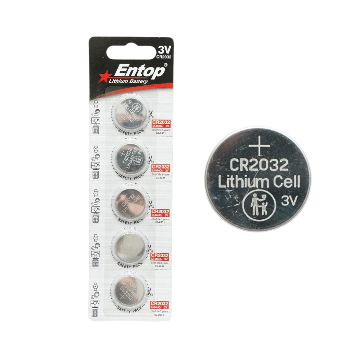 Baterie litiu CR2032 3V tip pastila 5 buc/set Entop