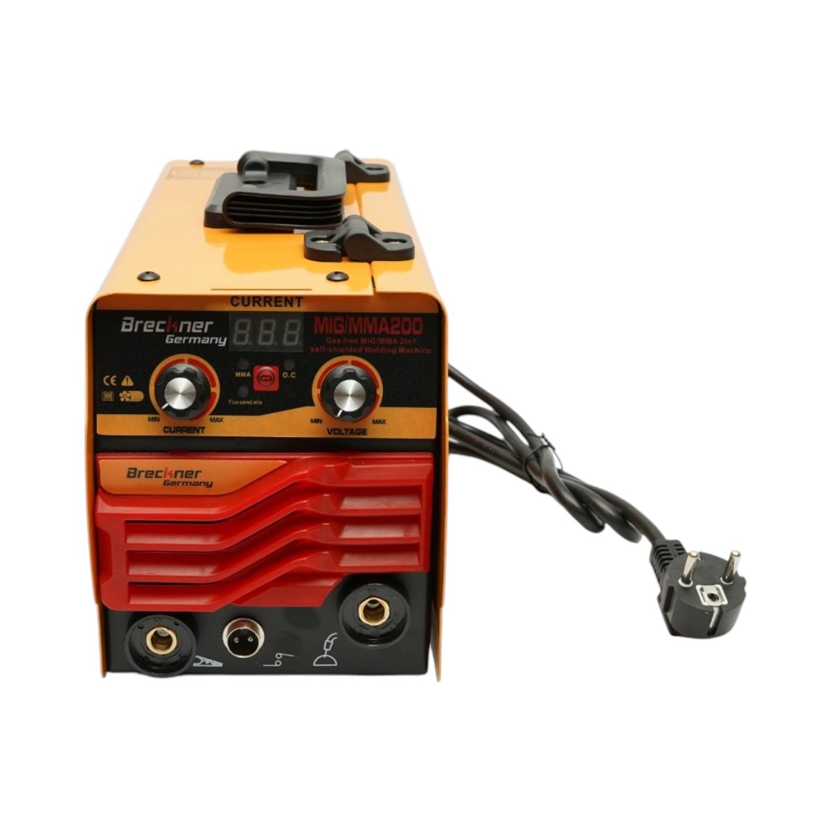 Aparat de sudura invertor 2 in 1 MIG/MMA fara gaz 200A, 220V, afisaj digital, sudare cu electrozi, rola sarma Flux Core E71T-GS inclusa Breckner Germany – imagine 4