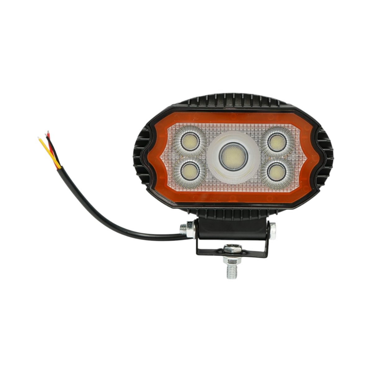 Proiector oval LED cu DRL 17W, 9-36V, 47 LED-uri, alb-galben, carcasa aluminiu 141x106x38mm IP67 Breckner Germany