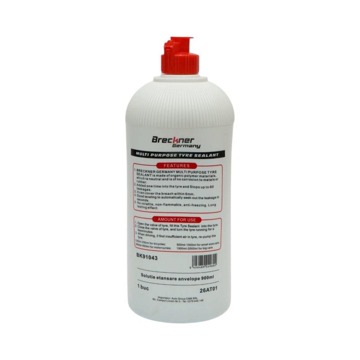 Solutie etansare anvelope tubeless si reparare perforatii 900ml Multi Purpose Tyre Sealant Breckner Germany – imagine 2