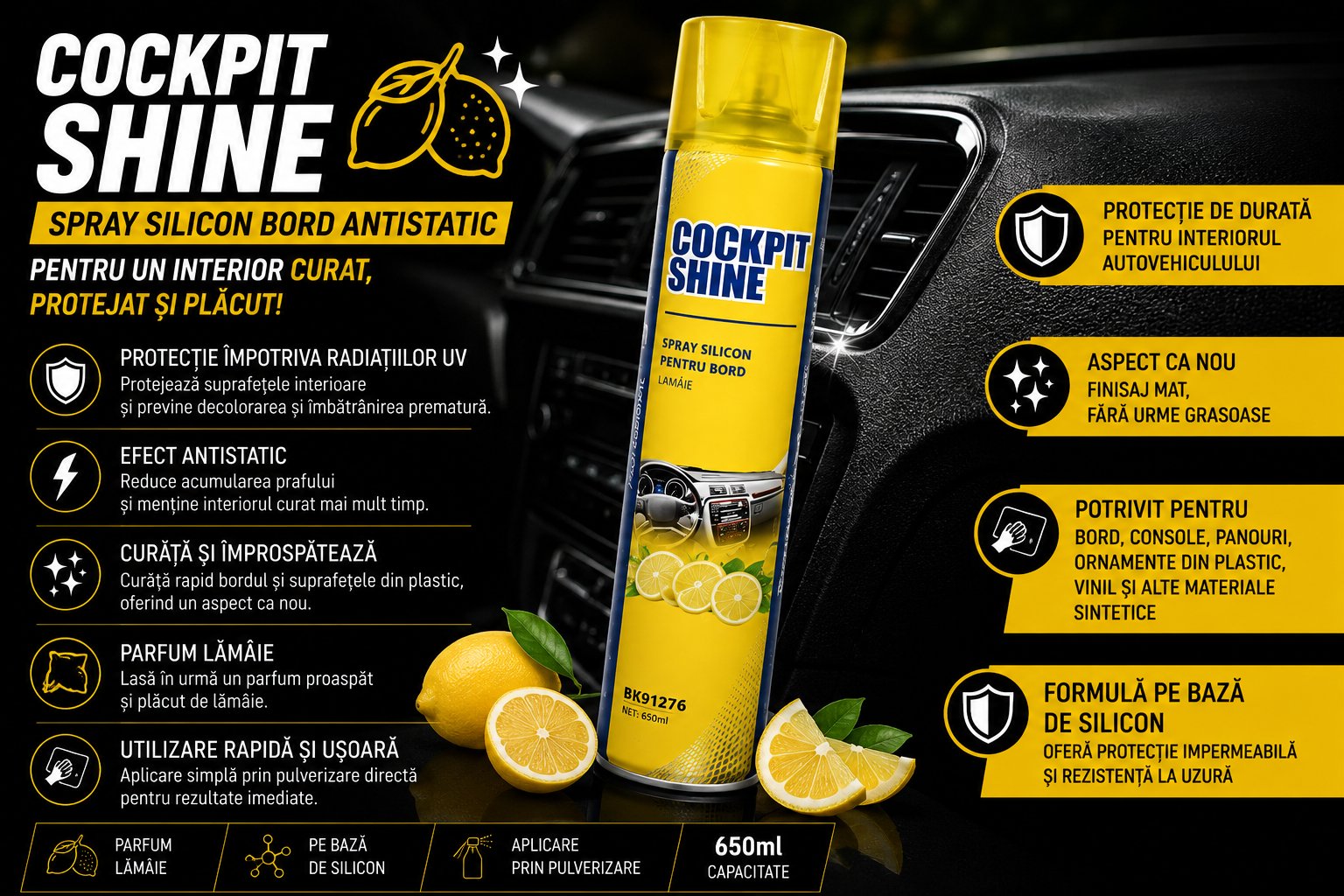 Spray silicon pentru bord parfum capsuni 200ml Breckner Germany BK91280
