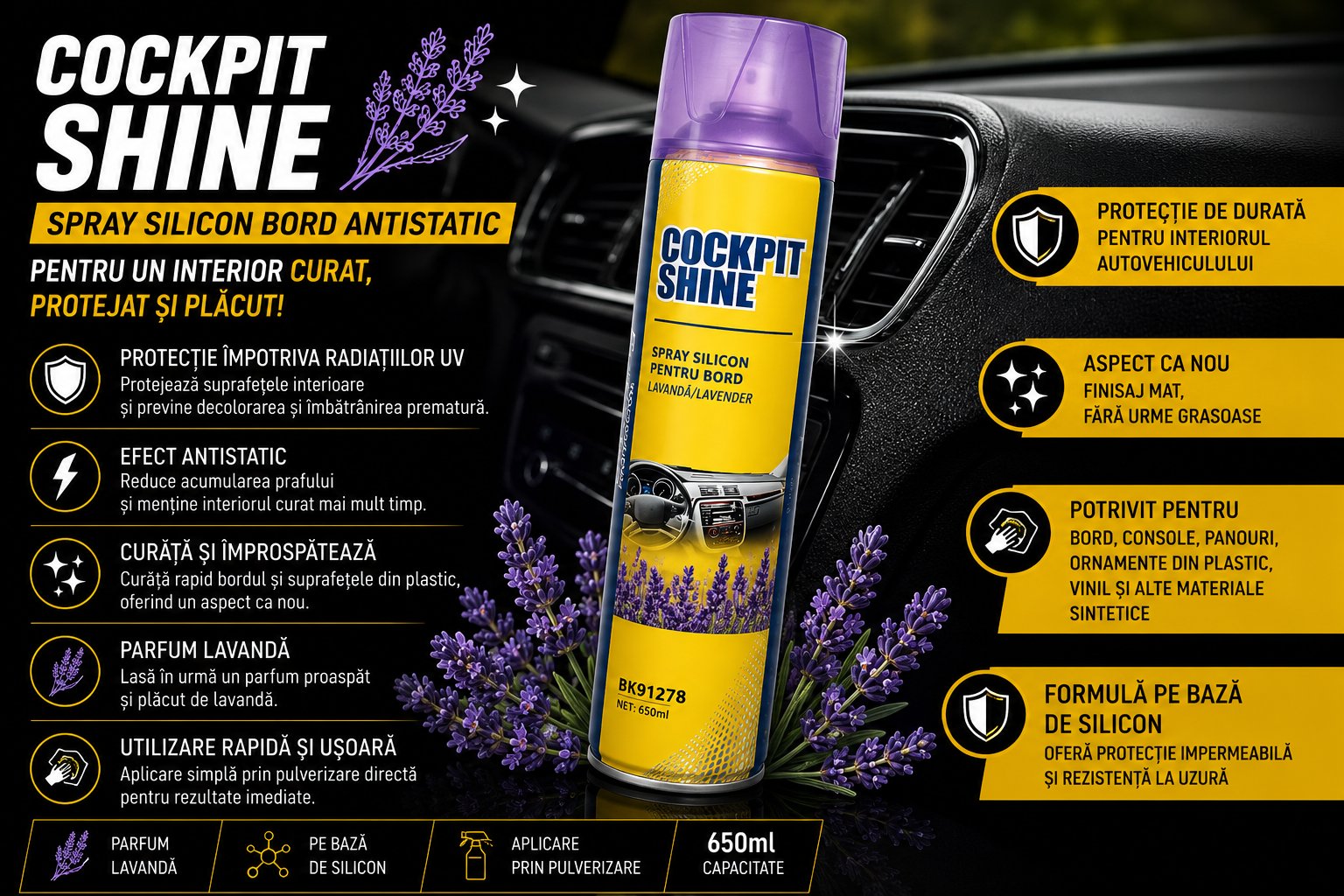 Spray silicon pentru bord parfum capsuni 200ml Breckner Germany BK91280
