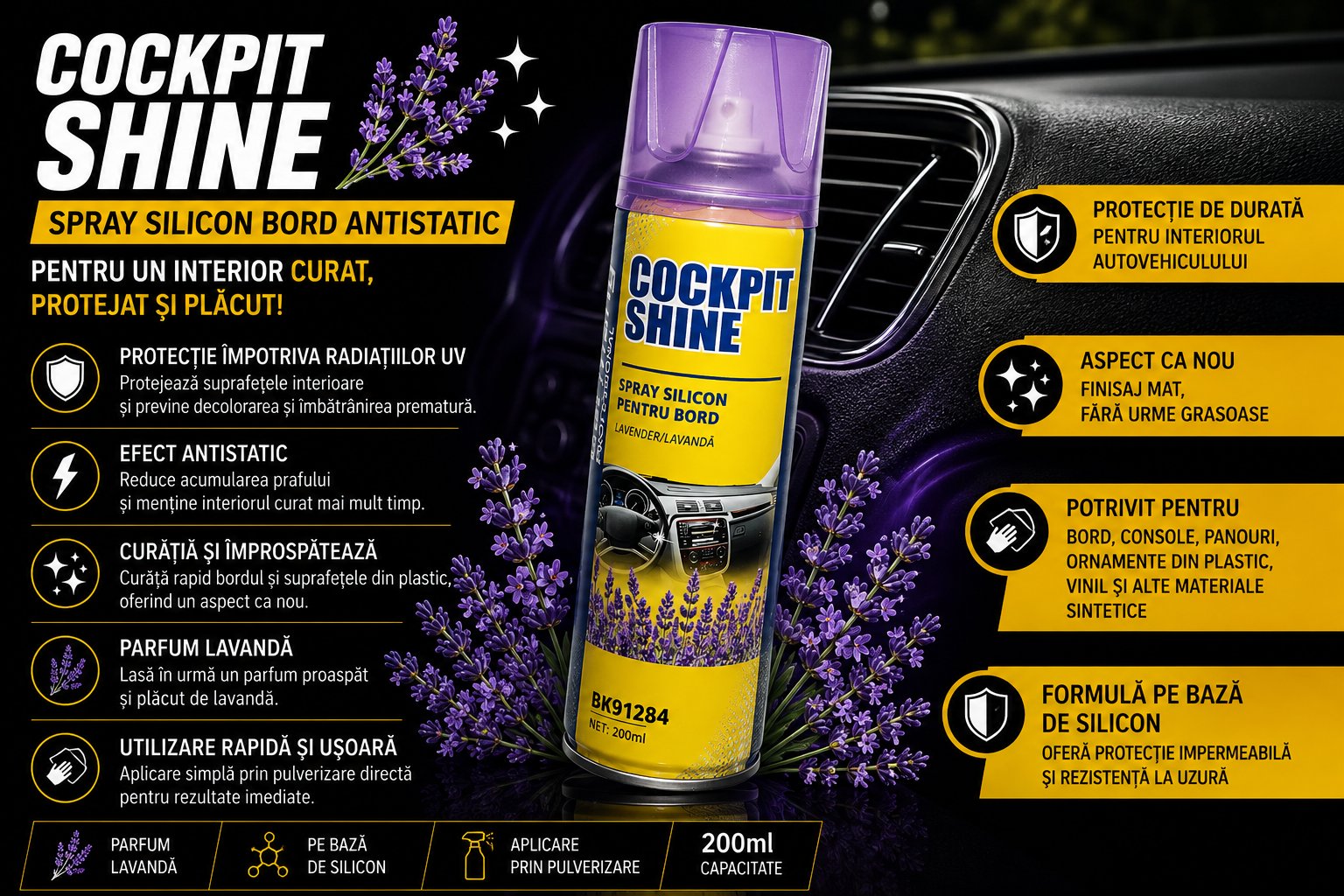 Spray silicon pentru bord parfum capsuni 200ml Breckner Germany BK91280
