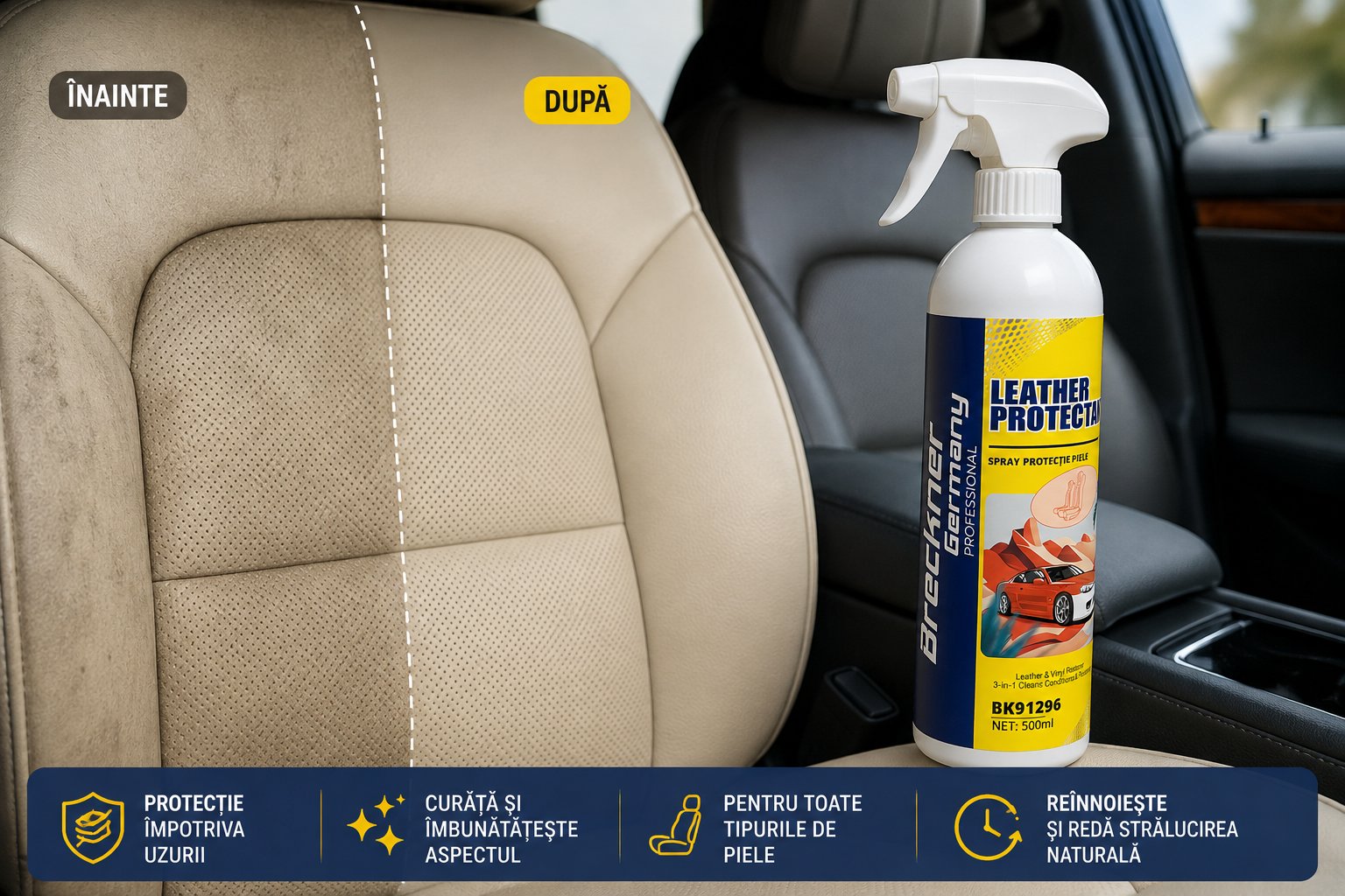 Spray tratament protectie piele si vinil Leather Protectant 500ml Breckner Germany