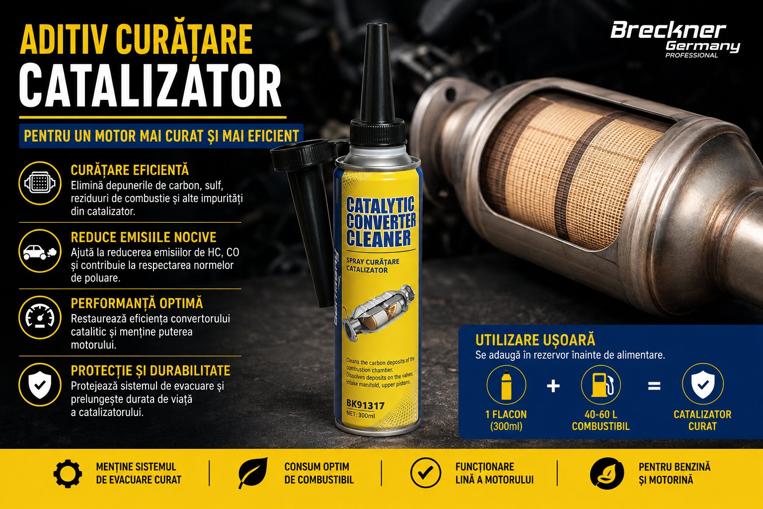Aditiv curatare catalizator convertor catalitic 300ml Breckner Germany