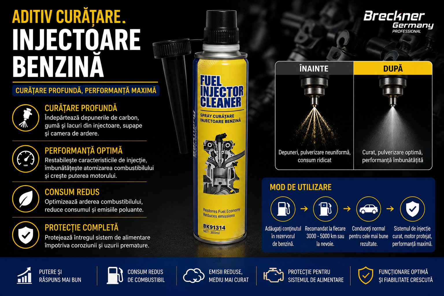 Aditiv curatare injectoare benzina 300ml Breckner Germany