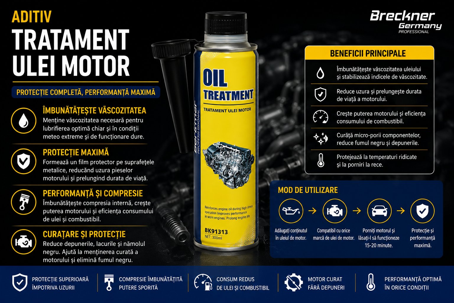 Aditiv tratament ulei motor 300ml Breckner Germany