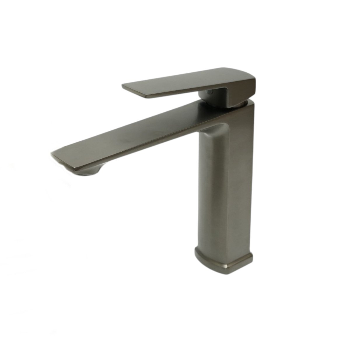 Baterie lavoar baie inalta patrata, monocomanda, gri grafit satinat, otel inoxidabil, furtunuri incluse