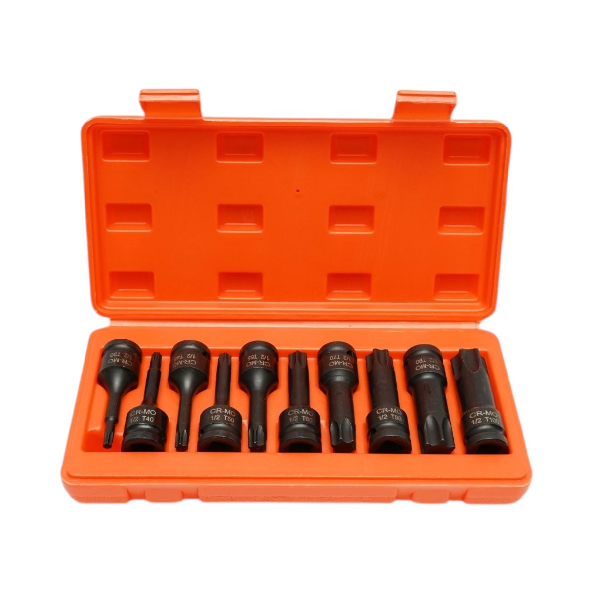 Trusa chei tubulare biti torx lungi T30-T100, patrat 1/2 inch Cr-Mo 10 piese Breckner Germany