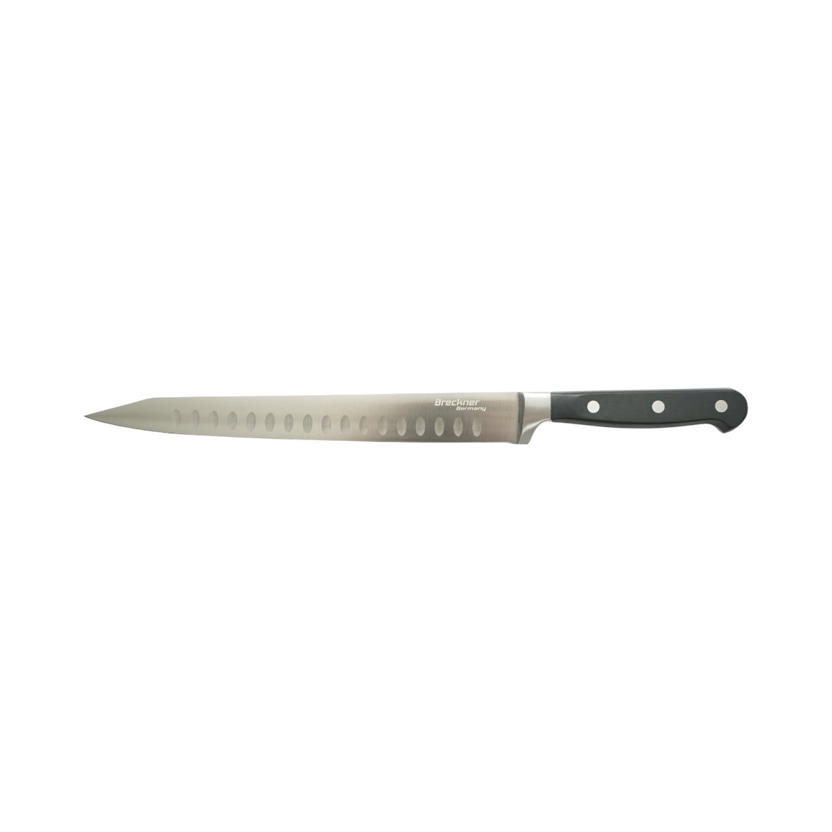 Cutit feliat profesional 25cm, lama alveolata otel 5Cr15MoV, maner ABS negru Breckner Germany
