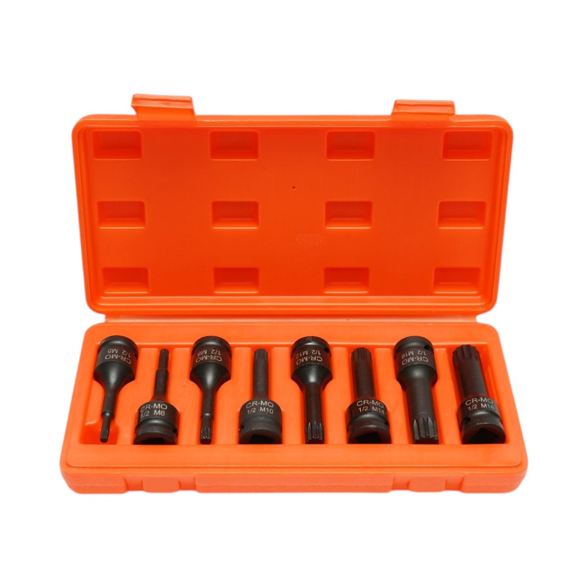 Trusa chei tubulare de impact biti spline lungi M5-M18, patrat 1/2 inch 8 piese Breckner Germany
