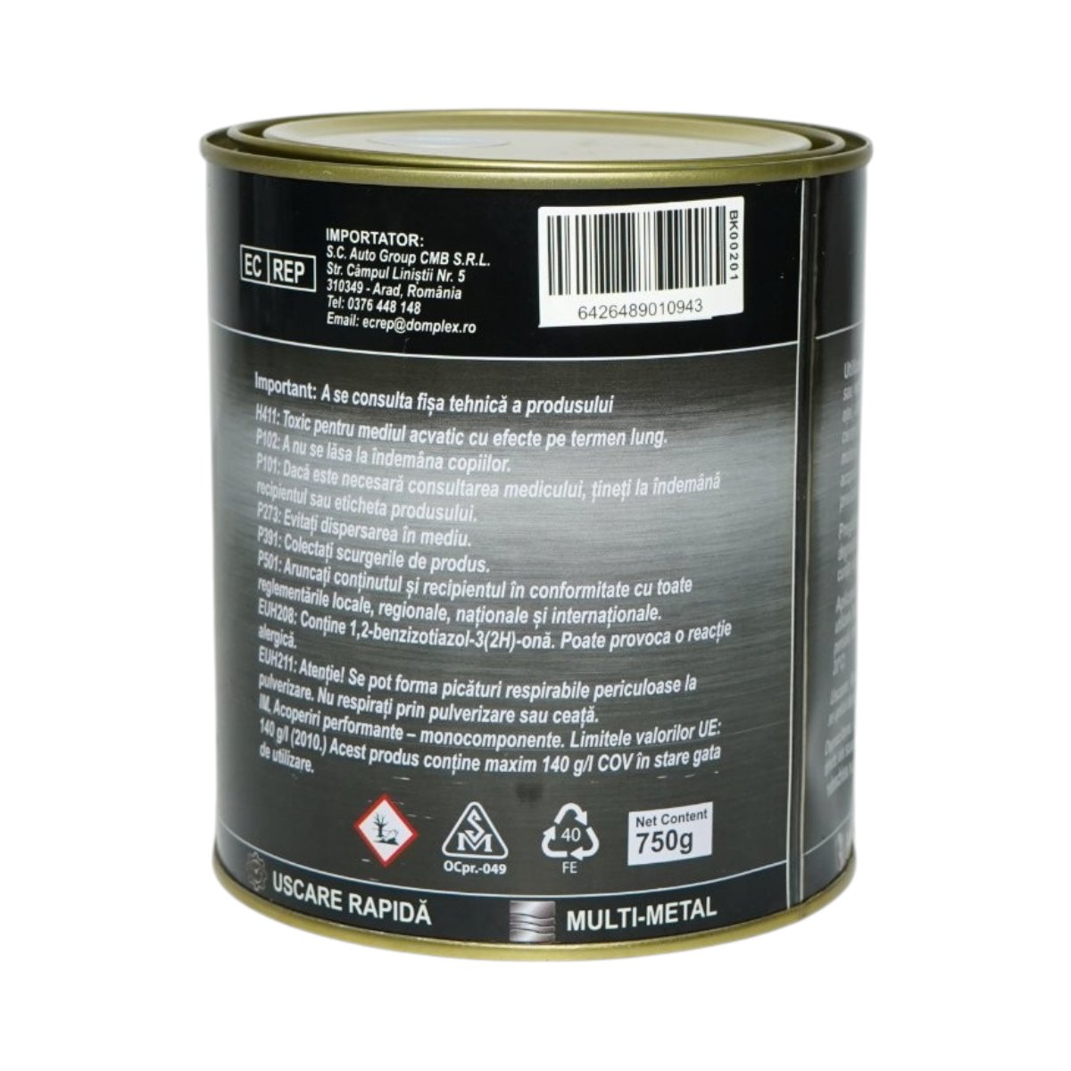 Vopsea email anticoroziva 3 in 1 albastru egee pentru metal 750g, direct pe rugina, pe baza de apa Breckner Germany – imagine 3