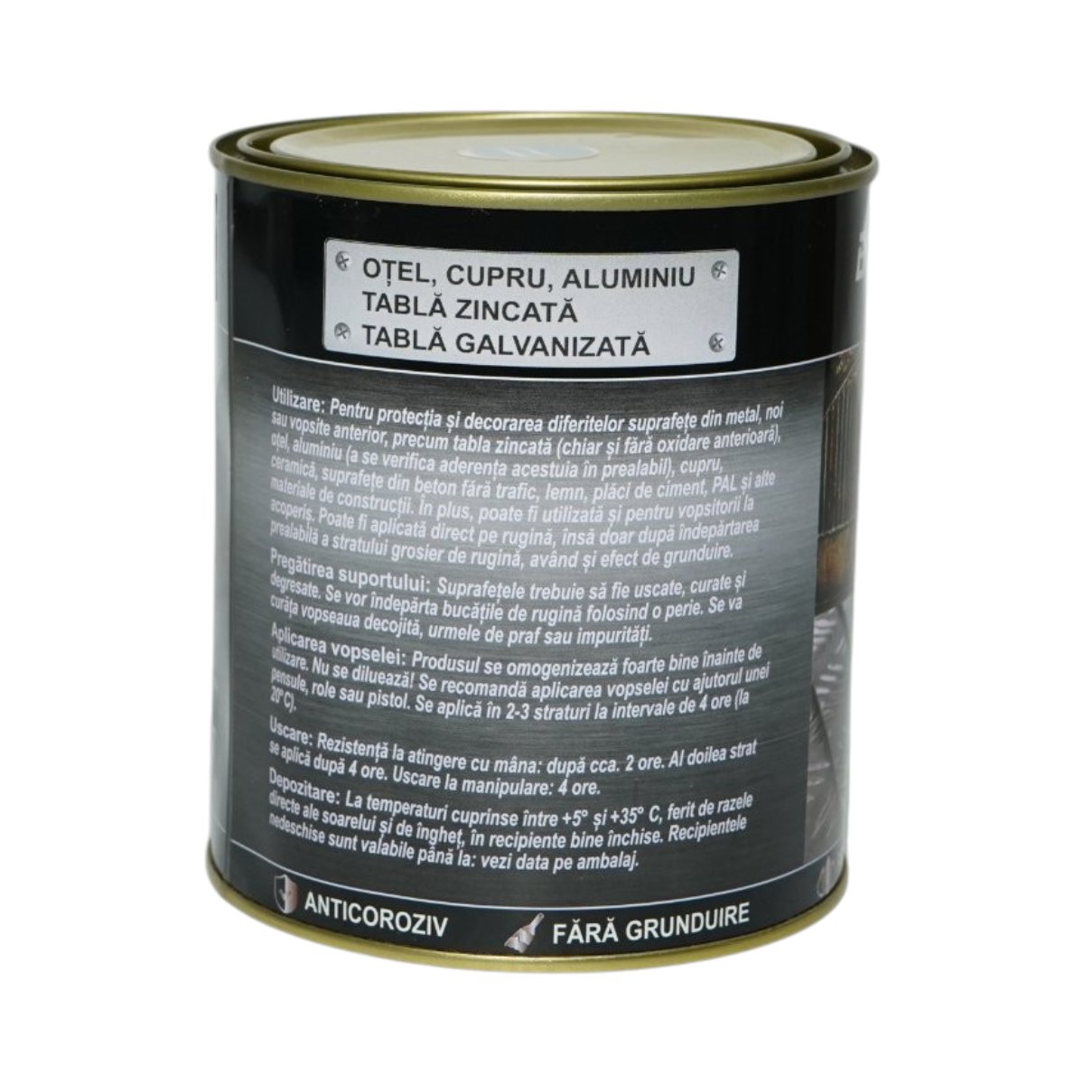 Vopsea email anticoroziva 3 in 1 argintie pentru metal 750g, direct pe rugina, pe baza de apa Breckner Germany – imagine 4