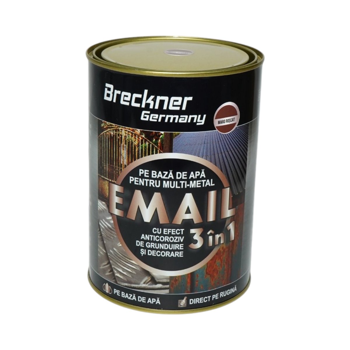 Vopsea email anticoroziva 3 in 1 maro roscat pentru metal 2kg, direct pe rugina, pe baza de apa Breckner Germany – imagine 2