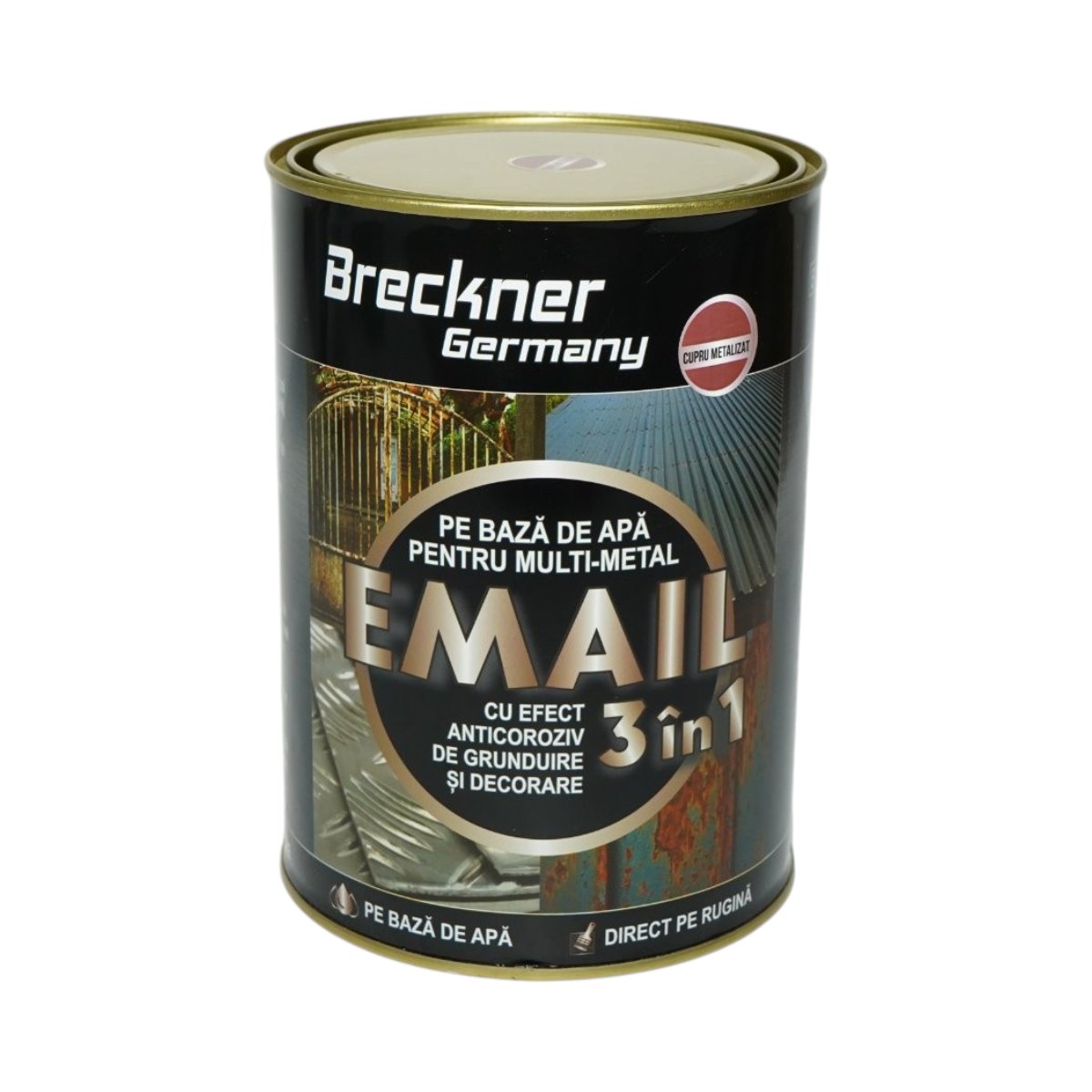 Vopsea email anticoroziva 3 in 1 cupru metalizat pentru metal 2kg, direct pe rugina, pe baza de apa Breckner Germany – imagine 2