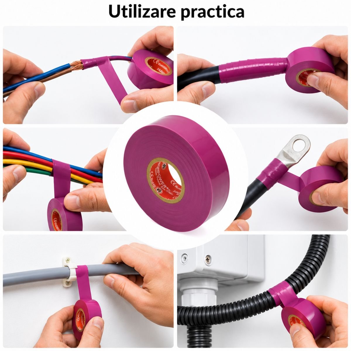 Banda izolatoare mov vinil 19mm x 20m Premium Super Power 33+ HighPower – imagine 4