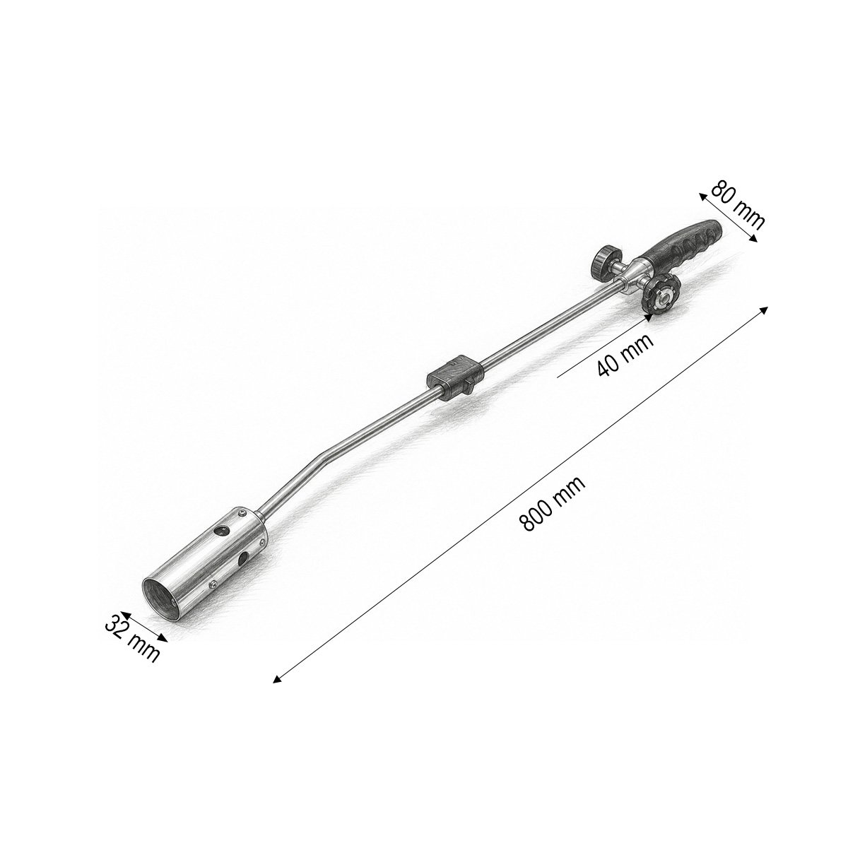 Schita dimensiuni arzator pentru buruieni si gradina 800 mm