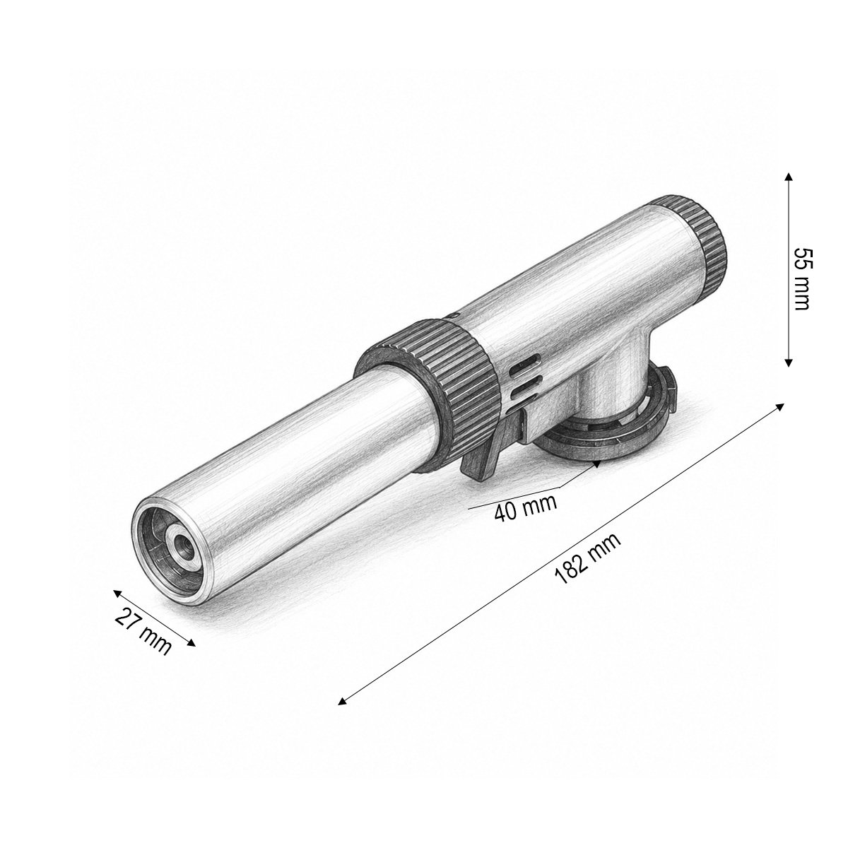 Schita dimensiuni cap arzator compact 182 mm