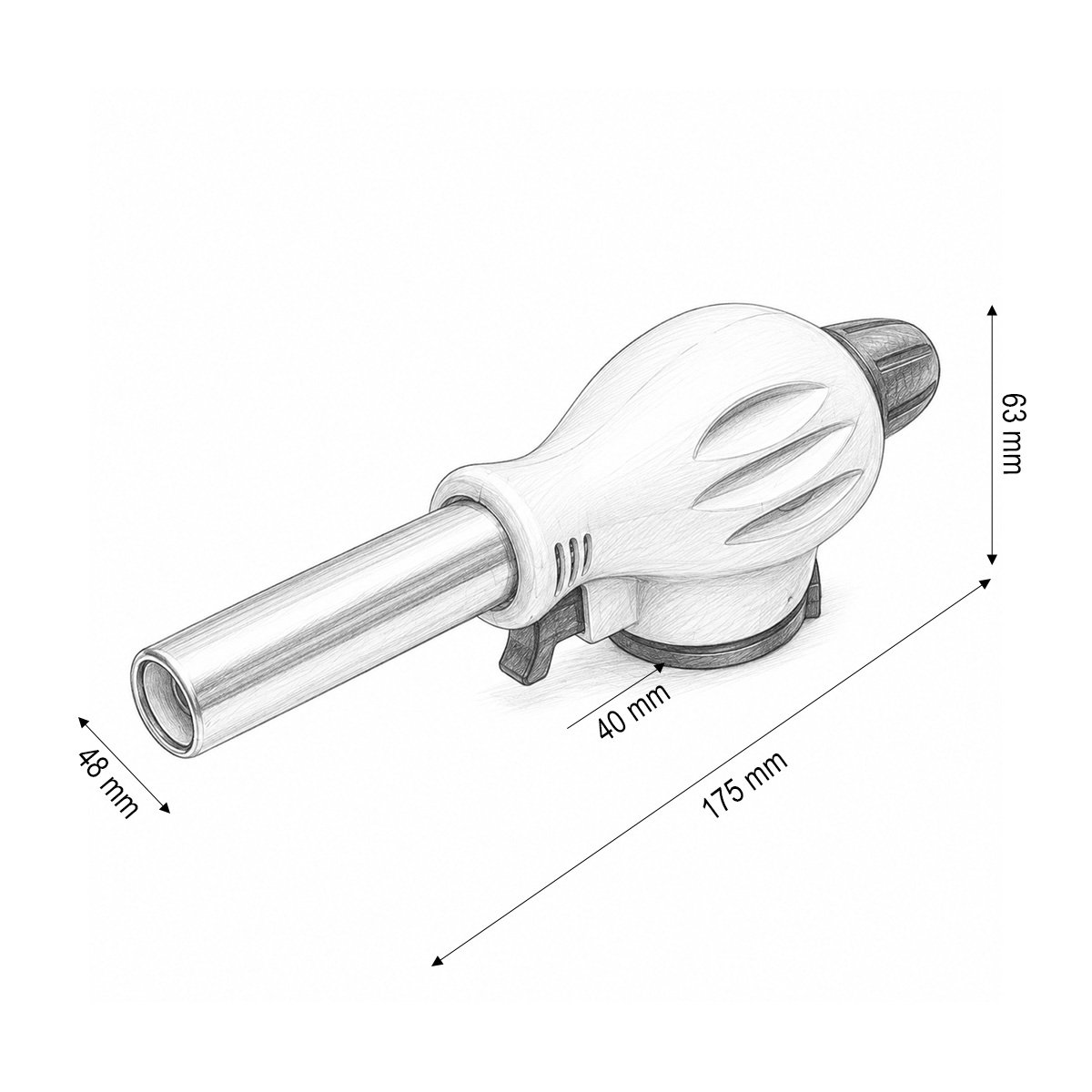 Schita dimensiuni cap arzator compact pentru bucatarie 175 mm