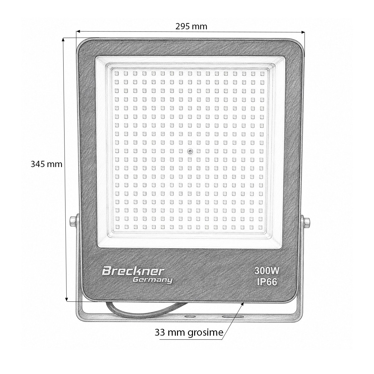 Proiector LED 300W, 220V, 6500K tip Flood 345x295x33mm IP66 Breckner Germany – imagine 6