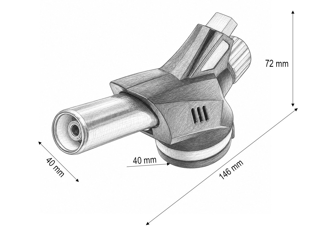 Schita dimensiuni cap arzator Master Torch 146 mm