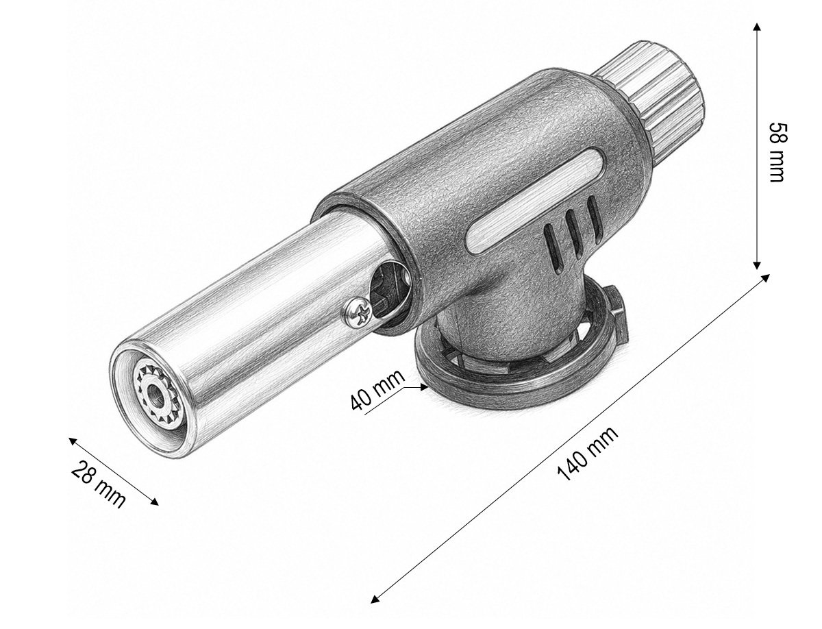 Schita dimensiuni cap arzator Master Torch 195 mm