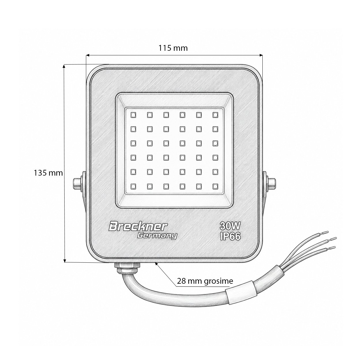 Proiector LED 30W, 220V, 6500K, 2700lm tip Flood 135x115x28mm IP66 Breckner Germany – imagine 5