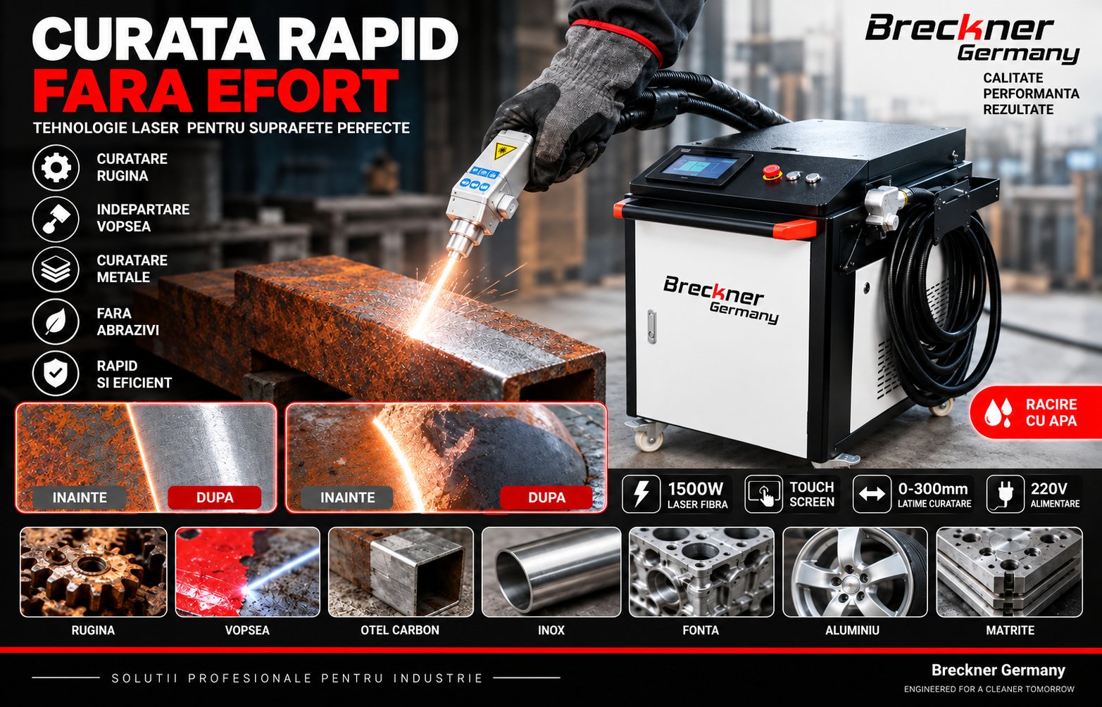 Masina de curatat rugina cu fibra laser 1500W