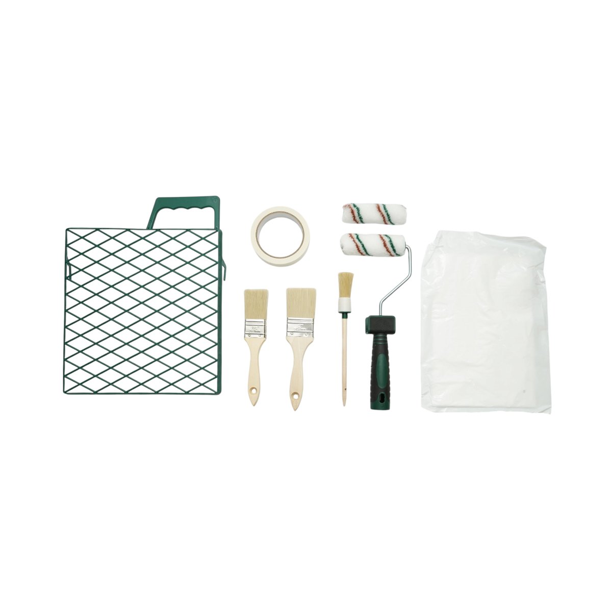 Set vopsit si zugravit cu trafalet 10cm, 2 role, 3 pensule, gratar, banda mascare, folie protectie 9 piese Breckner Germany