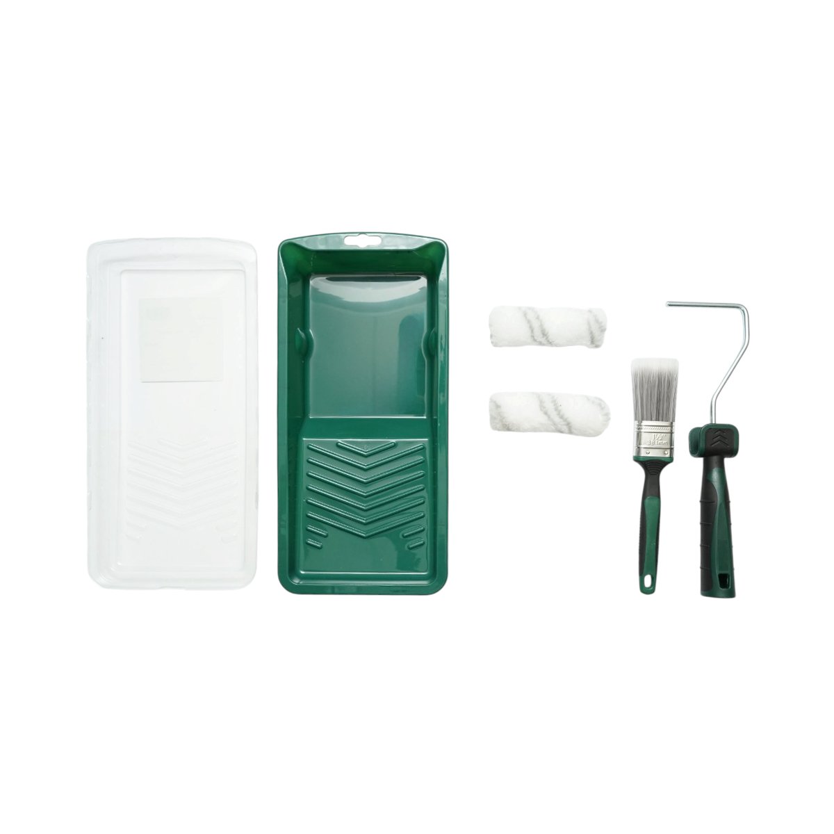 Set mini trafalet cu 2 role acrilice 10cm, pensula plata 38mm, maner 2K, tavita vopsea, rezerva tavita 6 piese Breckner Germany