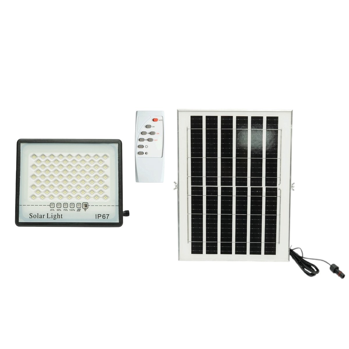 Proiector LED 100W, 6500K cu panou solar 12W, baterie LiFePO4 8000mAh si telecomanda IP67 Breckner Germany