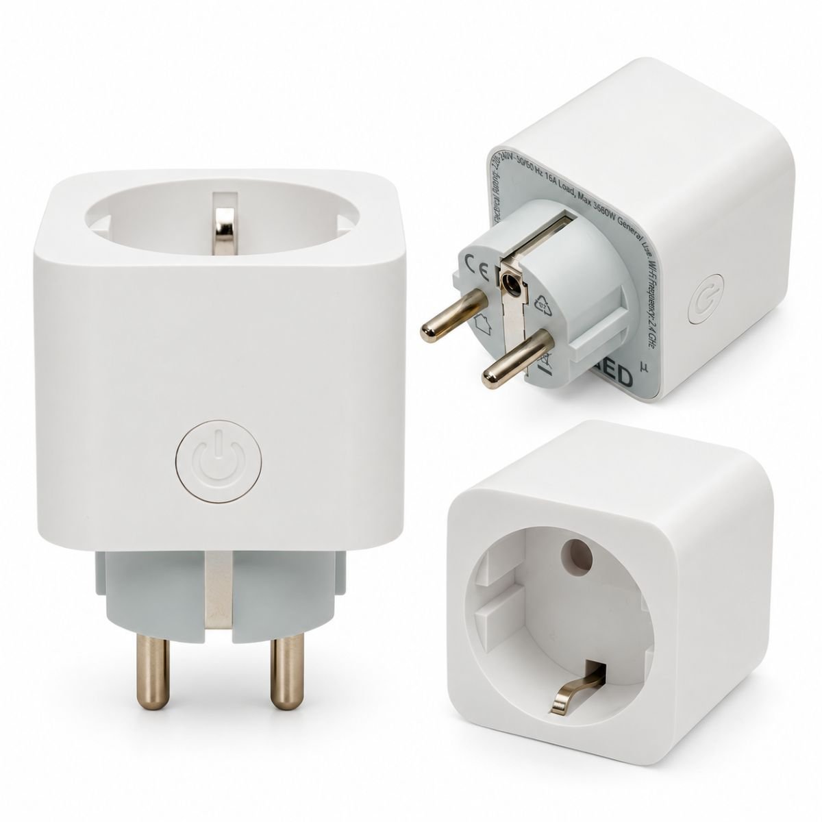 Priza inteligenta smart Wi-Fi alba 220V, 50/60Hz, 16A, 3680W, monitorizare consum, Bluetooth, aplicatie Tuya Smart Life