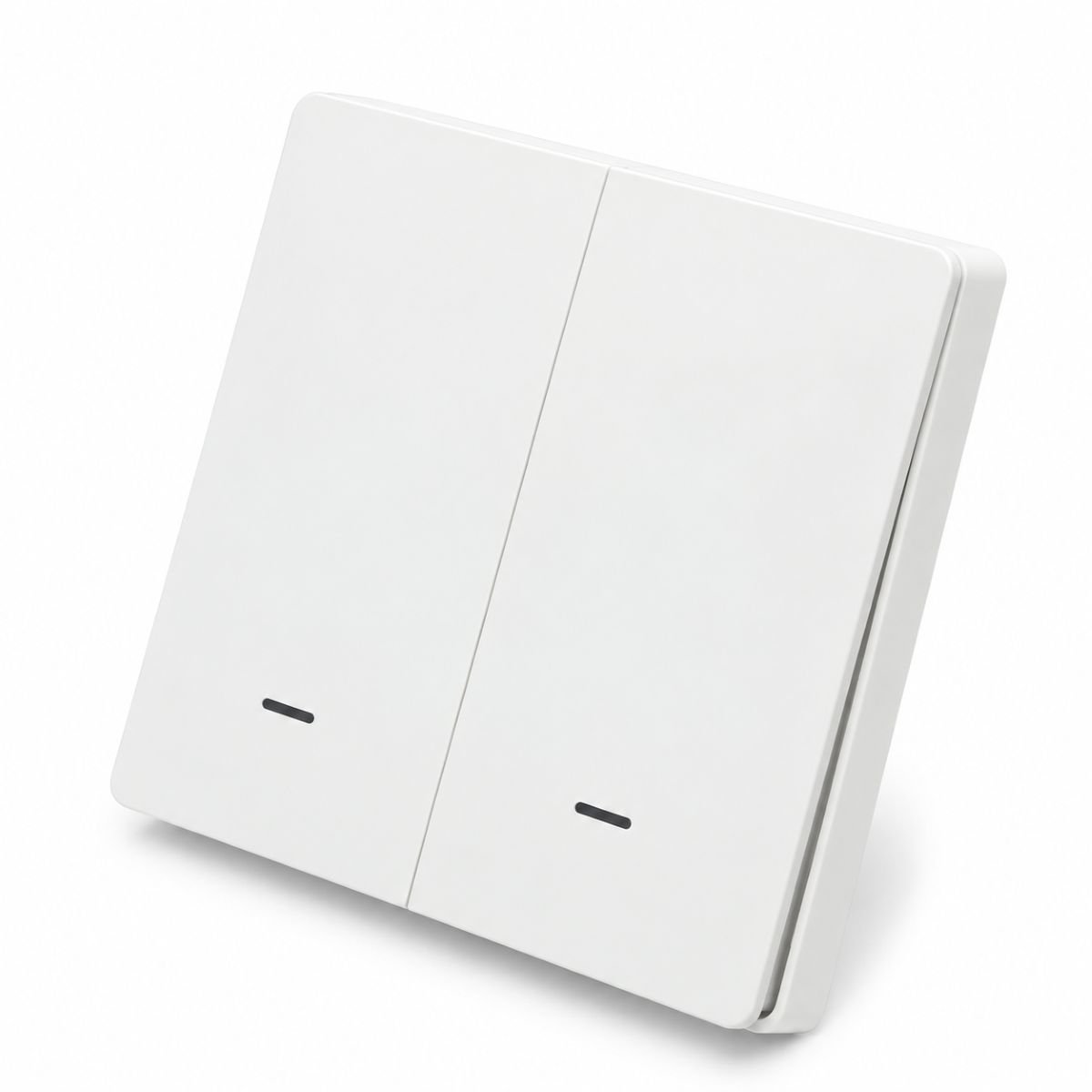 Intrerupator inteligent smart Wi-Fi dublu alb incastrat 100-240V, 10A, 2200W, aplicatie Tuya Smart Life, compatibil Alexa si Google Home 86x86x33mm