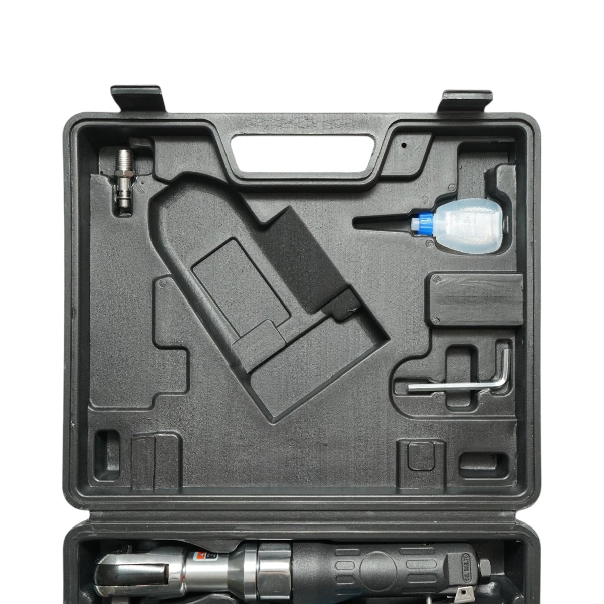 Trusa scule pneumatice cu pistol de impact Twin Hammer 1/2 inch, clichet 3/8 inch, 10 tubulare 9-27mm si accesorii 16 piese Breckner Germany – imagine 4