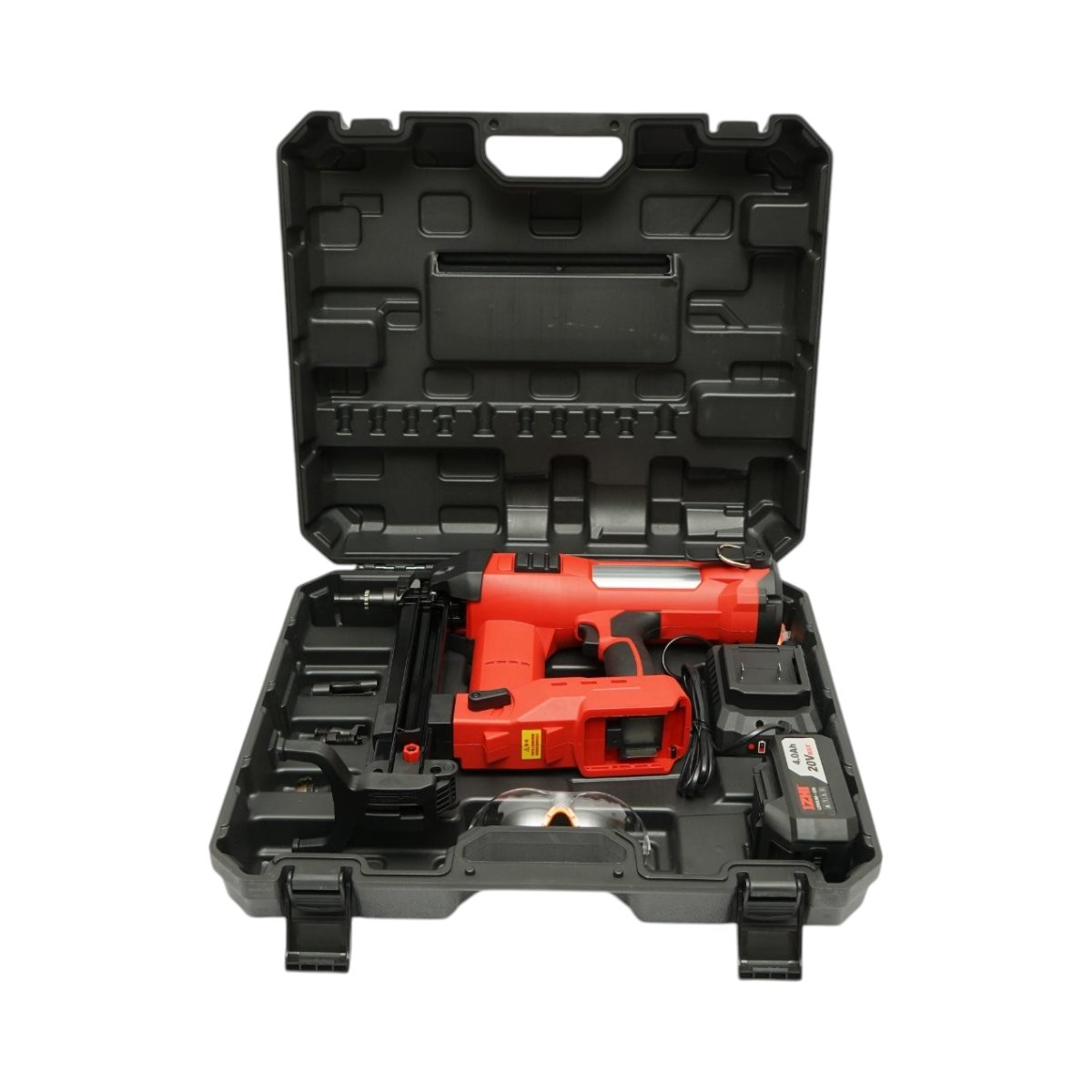 Pistol de batut cuie in beton si metal cu acumulator 20V, 4Ah Li-ion, LED, brushless, 100 Joule, cuie 15-40mm, diametru 2.7-3mm, magazie 33 cuie Breckner Germany – imagine 2
