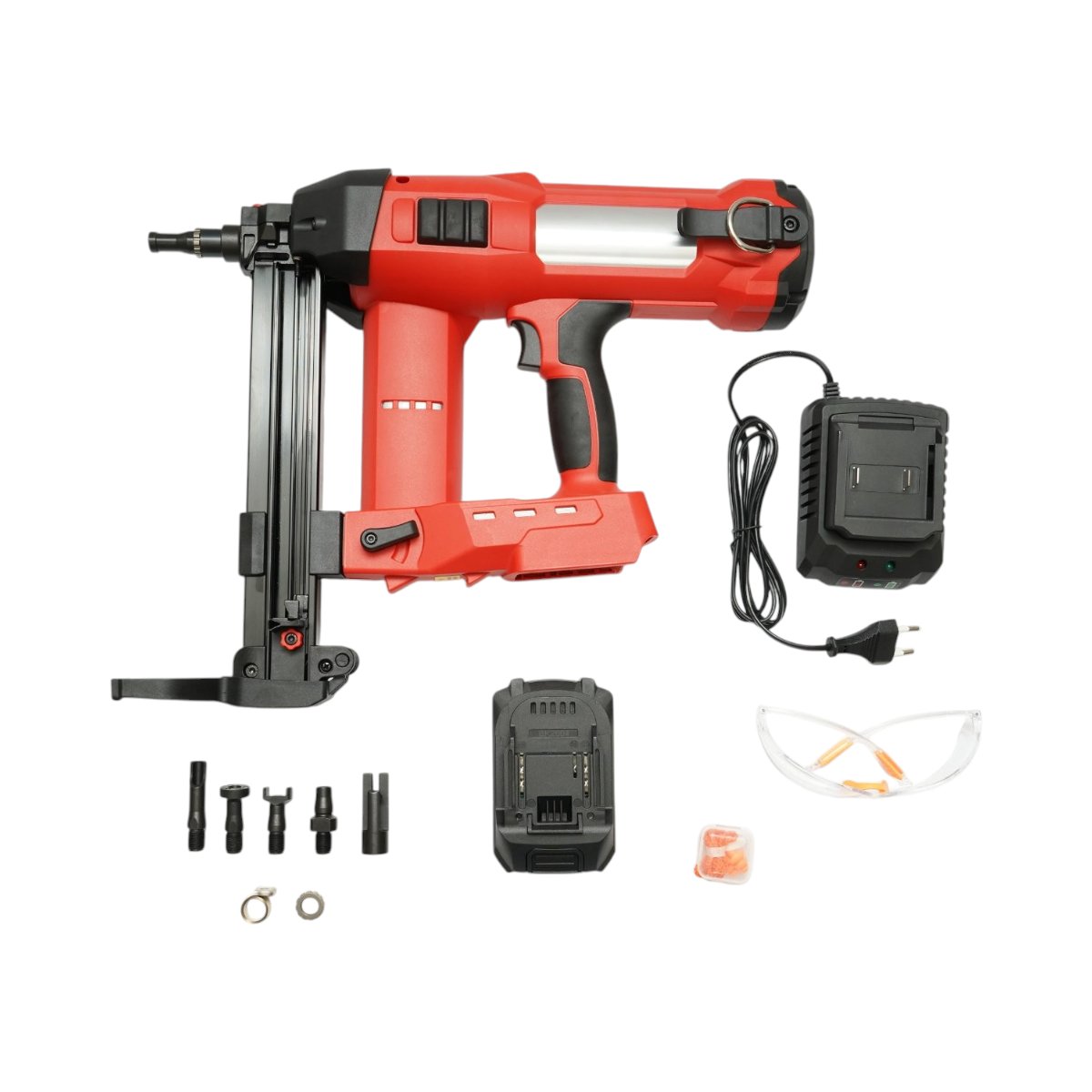 Pistol de batut cuie in beton si metal cu acumulator 20V, 4Ah Li-ion, LED, brushless, 100 Joule, cuie 15-40mm, diametru 2.7-3mm, magazie 33 cuie Breckner Germany – imagine 4