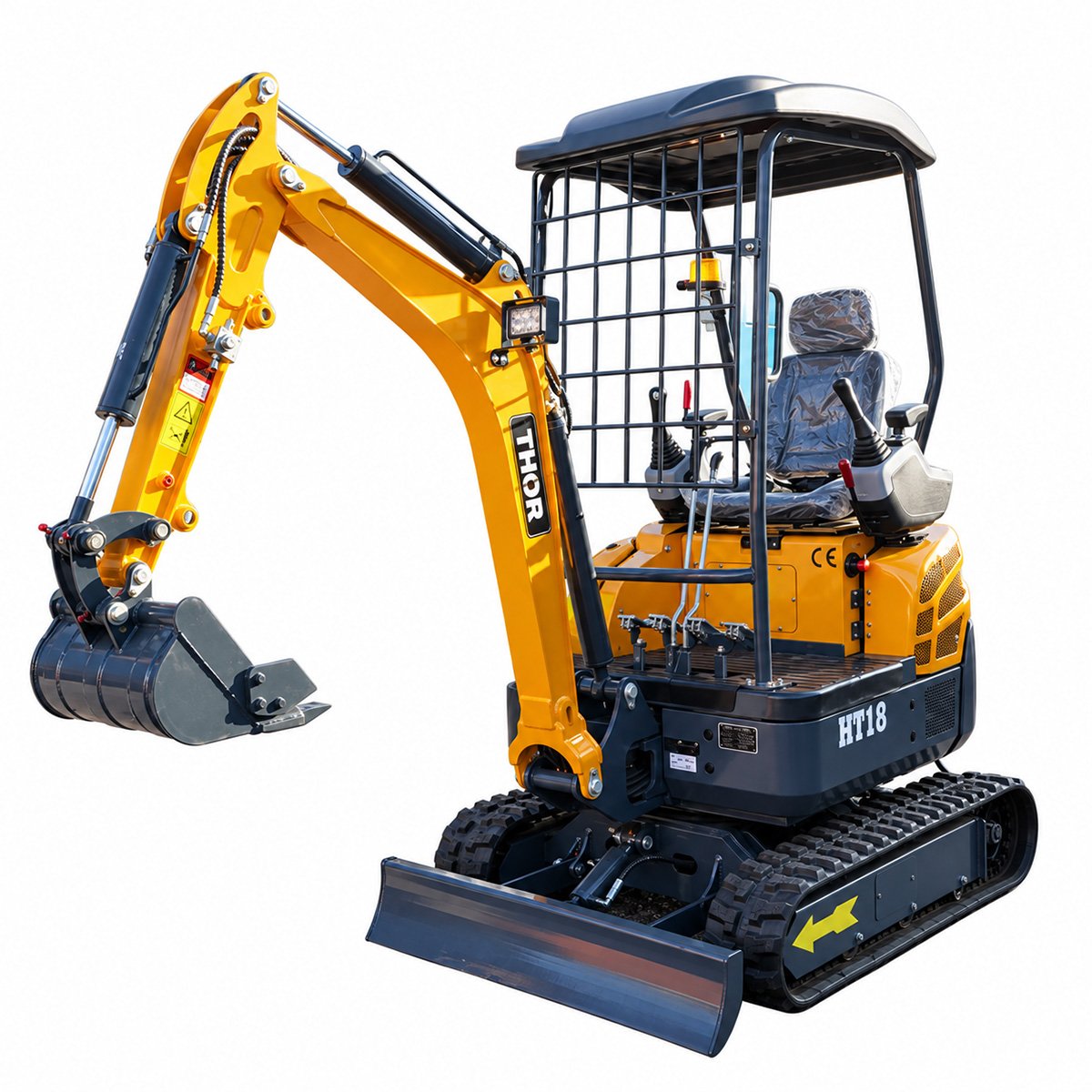 Mini excavator 1.8T pe senile cu semicabina, motor diesel Laidong 25CP, adancime sapare 2050mm, 3 cupe incluse 170/440/780mm THOR – imagine 2
