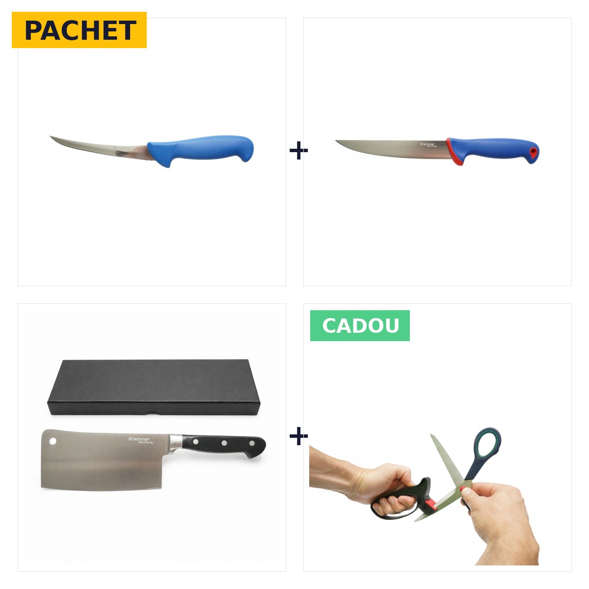 Set macelar Ignat: cutit dezosat, cutit transat, satar + ascutitor cadou