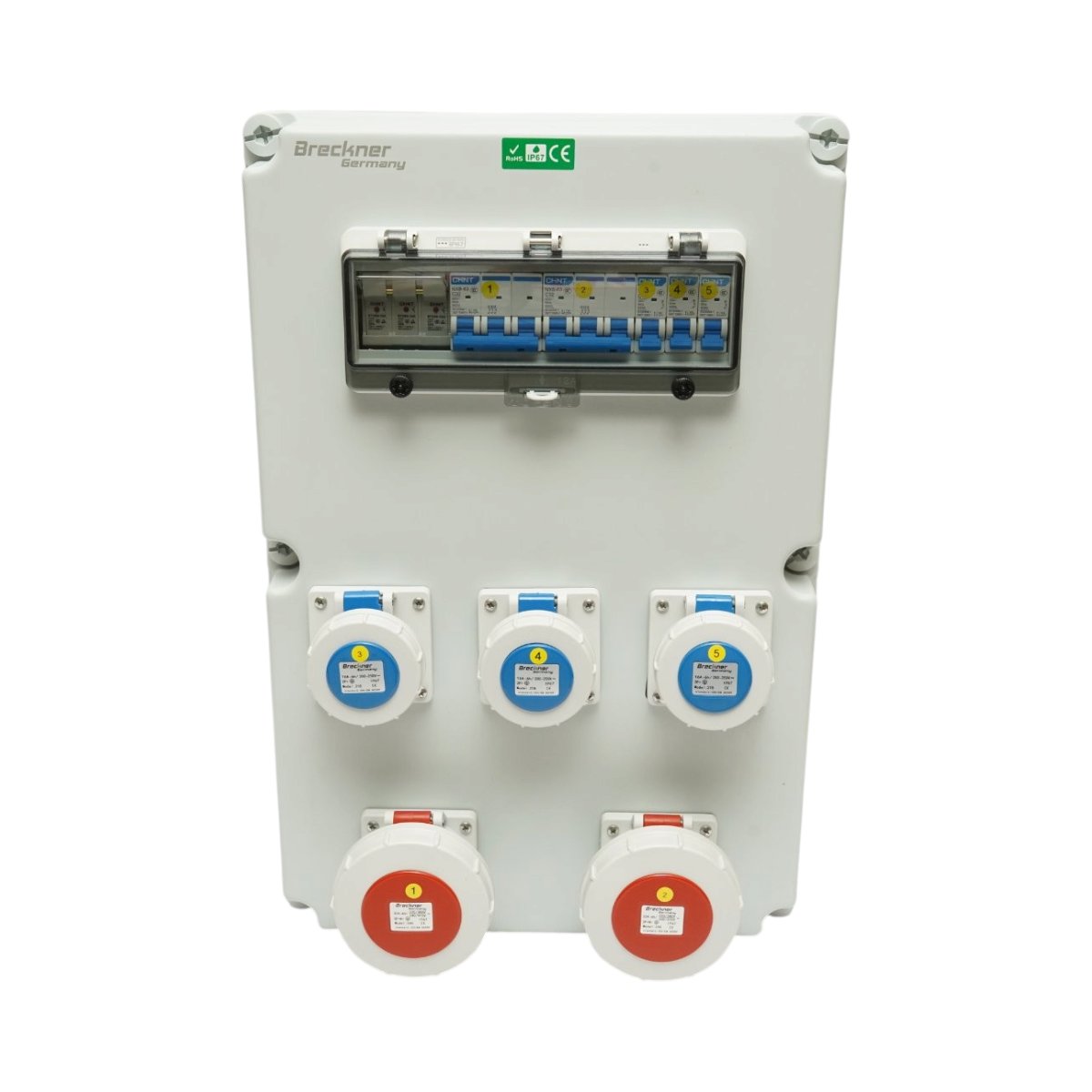 Tablou electric grup prize organizare santier 2x415V/32A, 3x250V/16A, 12 module 540x360x180mm IP67 Breckner Germany